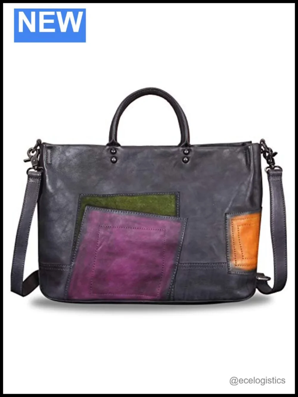 Genuine Leather Satchel Handbag Vintage Top Handle Shoulder Bag Large Women